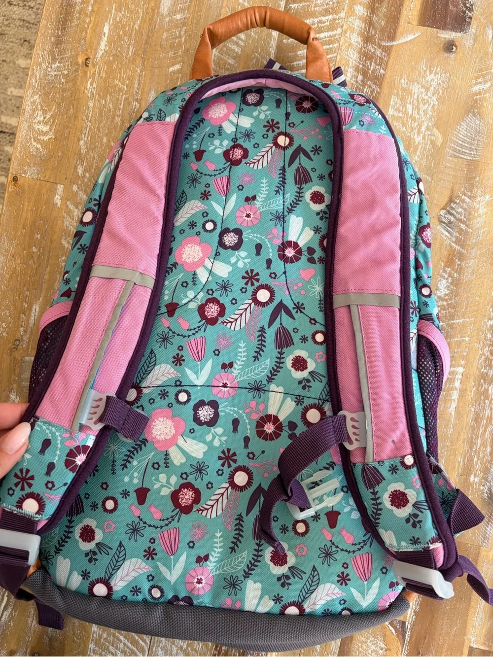 Garnet Hill Teal Floral Kids Backpack and lunchbox